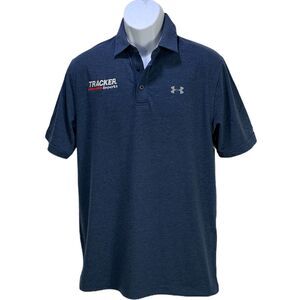 Under Armour Mens Golf Polo Shirt Size Medium Blue Loose Heat Gear Collared